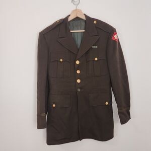 Vintage US Army Uniform Dress Jacket Size 39 WW II Ribbon Patch